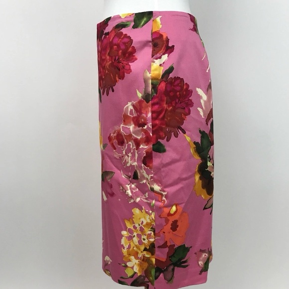 Talbots Skirt Women's Size 14W Floral Pink Lined Cotton Stretch Career - Picture 2 of 10